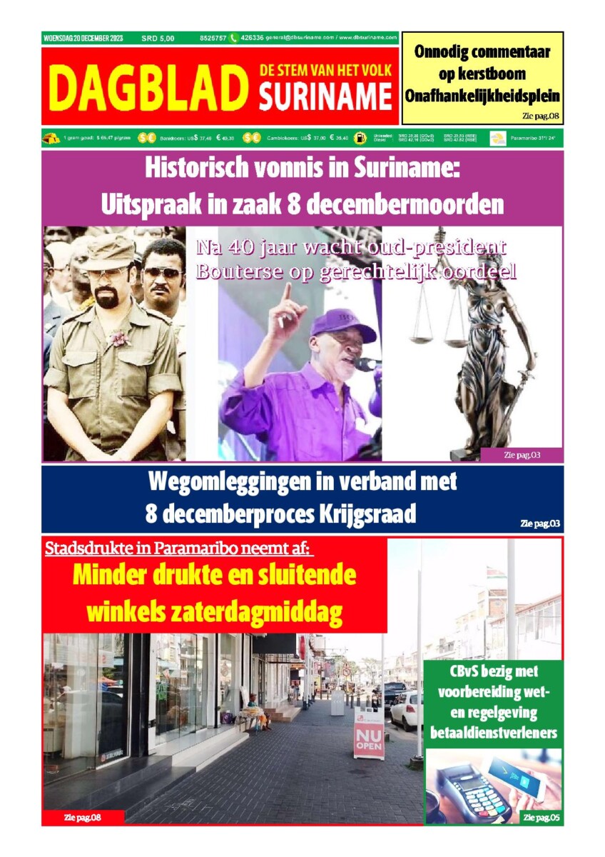 Dagblad Suriname woensdag 20 december 2023 – Dagblad Suriname