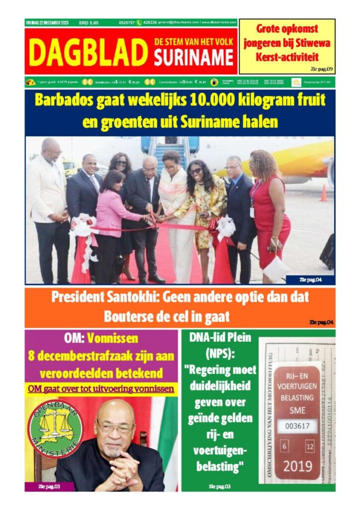 Dagblad Suriname vrijdag 22 december 2023 – Dagblad Suriname
