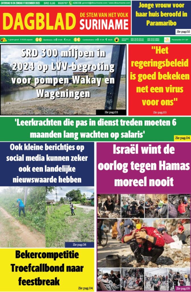 Dagblad Suriname zaterdag 16 december 2023 – Dagblad Suriname