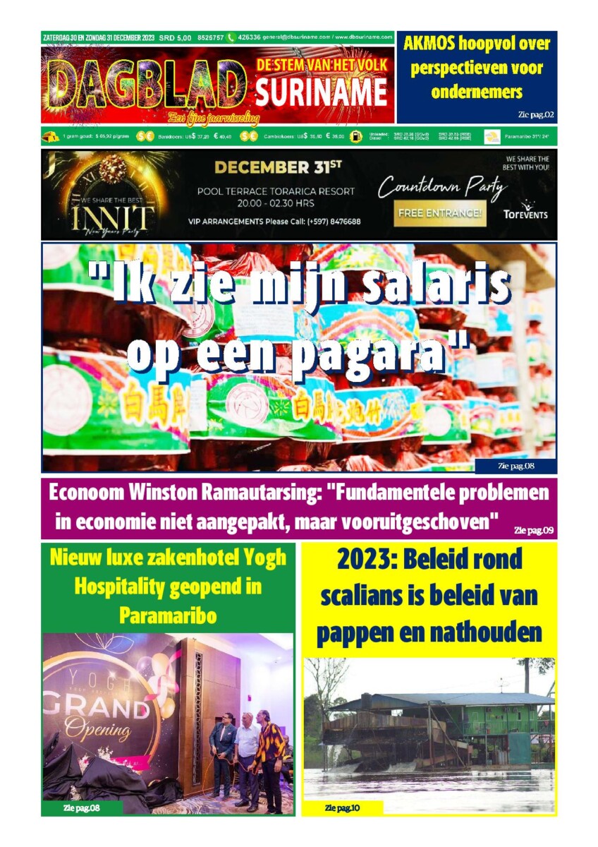 Dagblad Suriname zaterdag 30 december 2023 – Dagblad Suriname