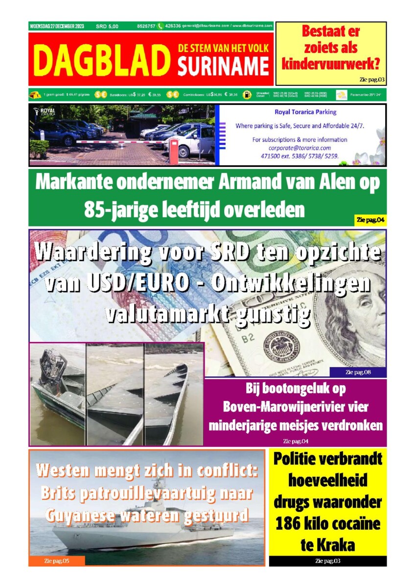 Dagblad Suriname woensdag 27 december 2023 – Dagblad Suriname
