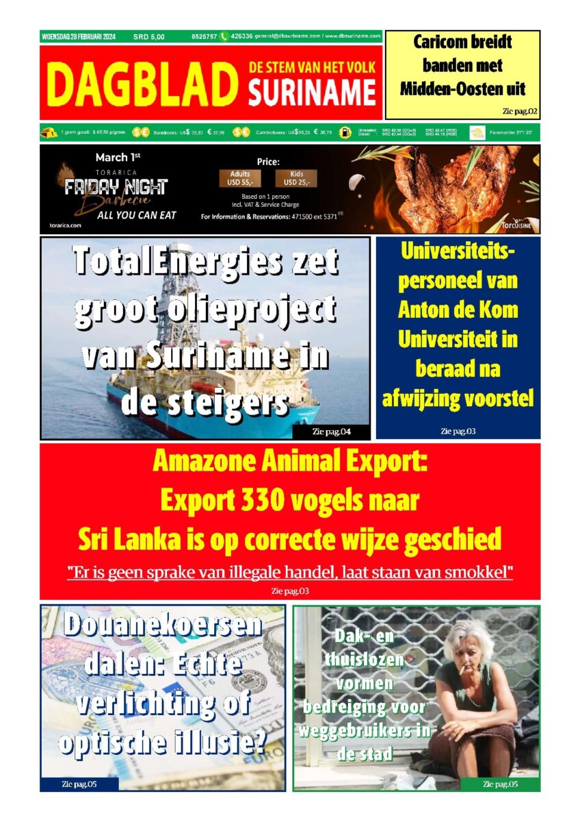 Dagblad Suriname woensdag 28 februari 2024 – Dagblad Suriname
