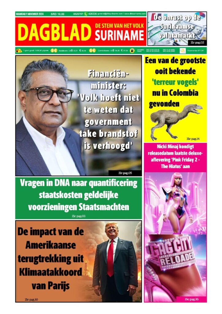 Dagblad Suriname maandag 11 november 2024 – Dagblad Suriname