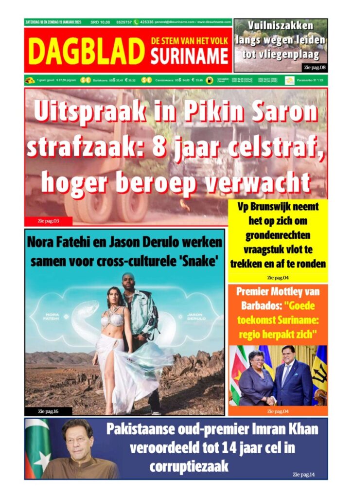 Dagblad Suriname, zaterdag 18 januari 2025 – Dagblad Suriname