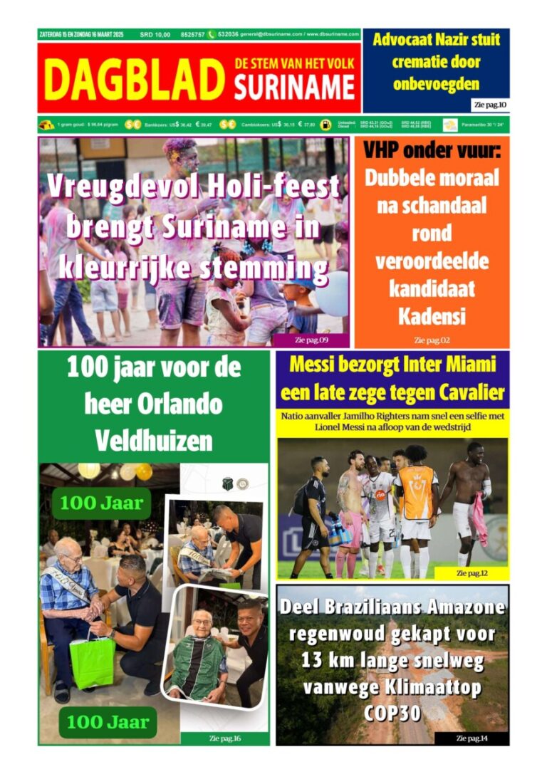 Dagblad Suriname zaterdag 15 maart 2025 – Dagblad Suriname