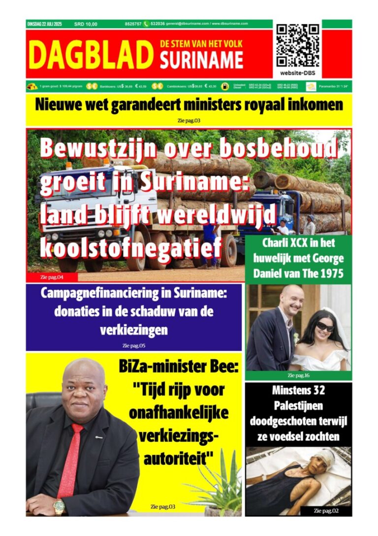 Dagblad Suriname, dinsdag 22 juli 2025 – Dagblad Suriname