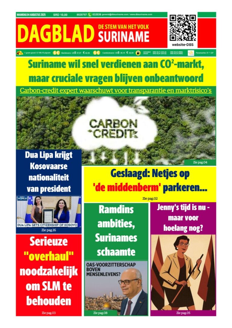 Dagblad Suriname Maandag 4 Augustus 2025 Dagblad Suriname
